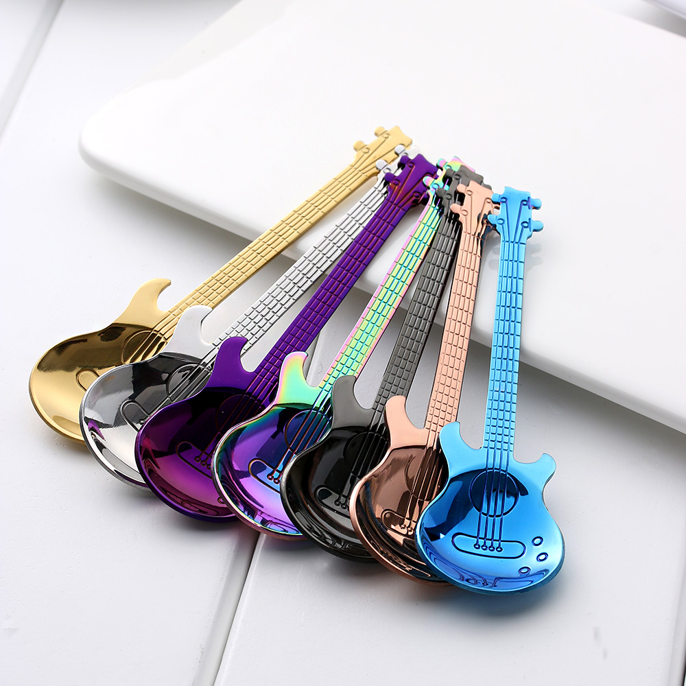 Rainbow Guitar Shaped Coffee Mixing Spoon