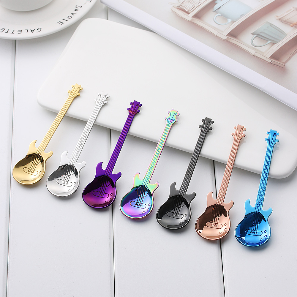 Rainbow Guitar Shaped Coffee Mixing Spoon