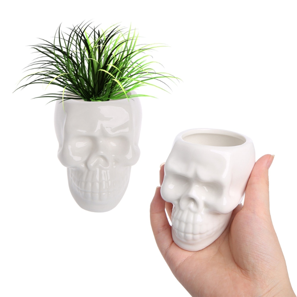 Skull Plant Pot Ceramic Decor 