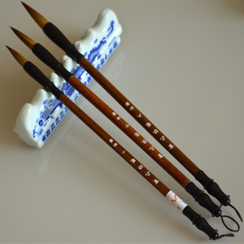 Wooden Chinese Calligraphy Brushes (3pcs)