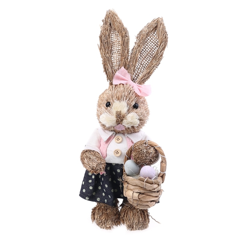 Straw Standing Easter Bunny Decor