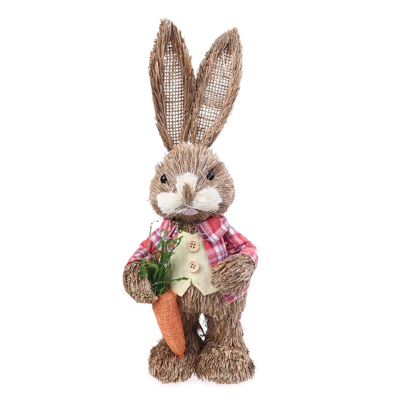 Straw Standing Easter Bunny Decor