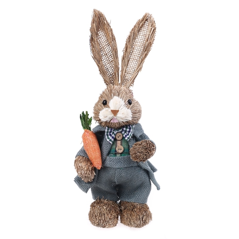 Straw Standing Easter Bunny Decor