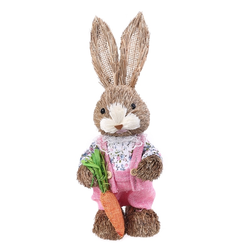 Straw Standing Easter Bunny Decor