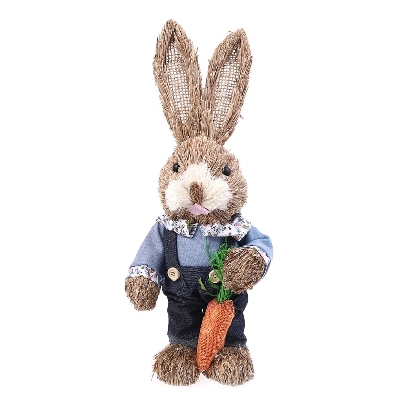 Straw Standing Easter Bunny Decor