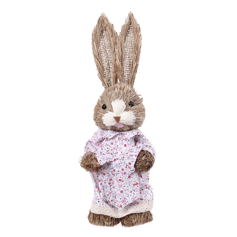 Straw Standing Easter Bunny Decor