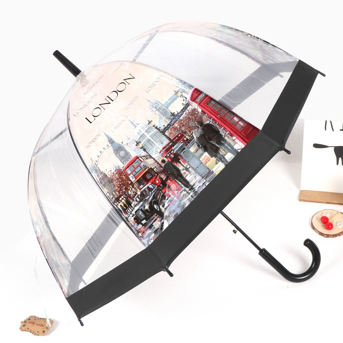 Transparent Clear Dome Umbrella London Style