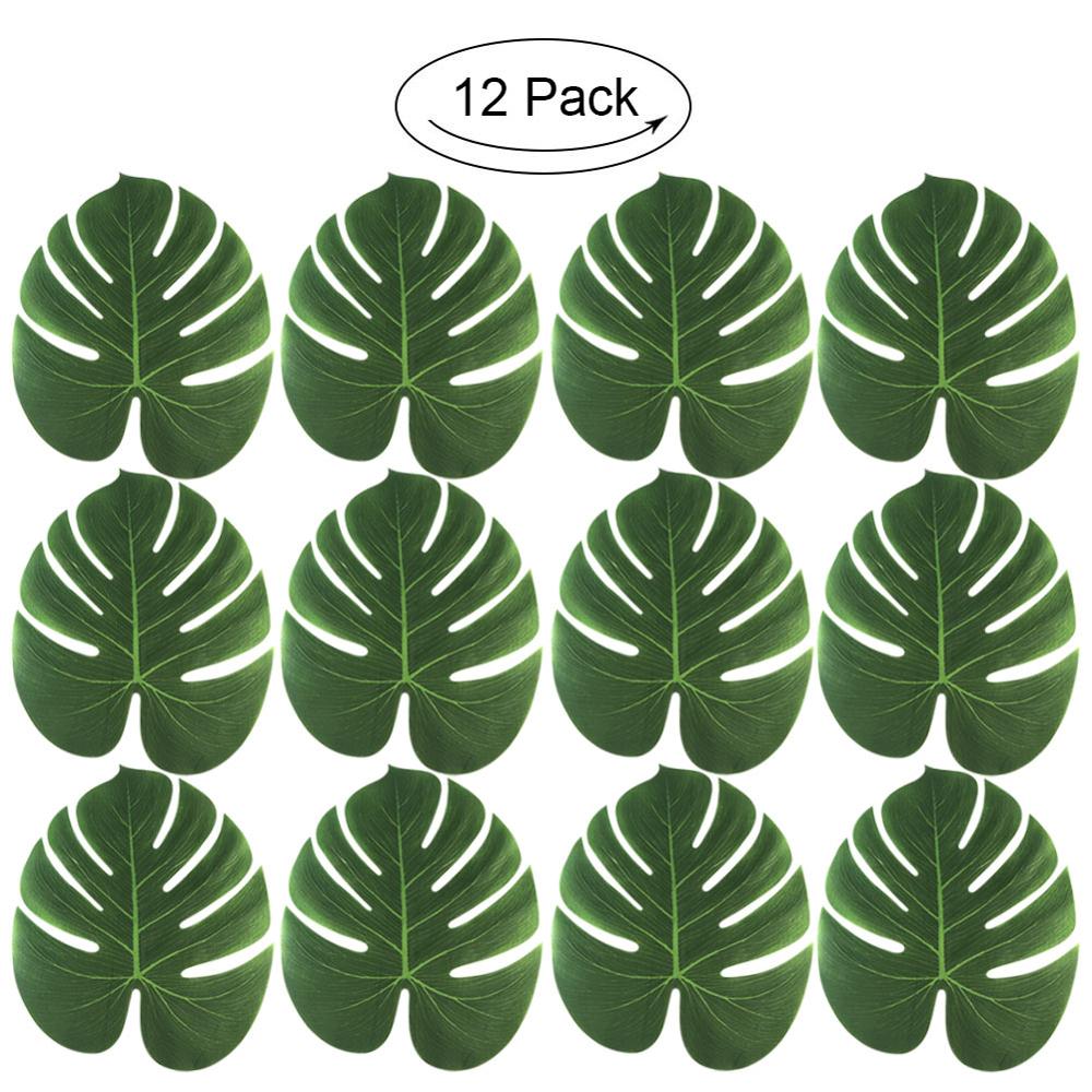 Palm Leaf Placemats Artificial Leaves (12 Pcs)