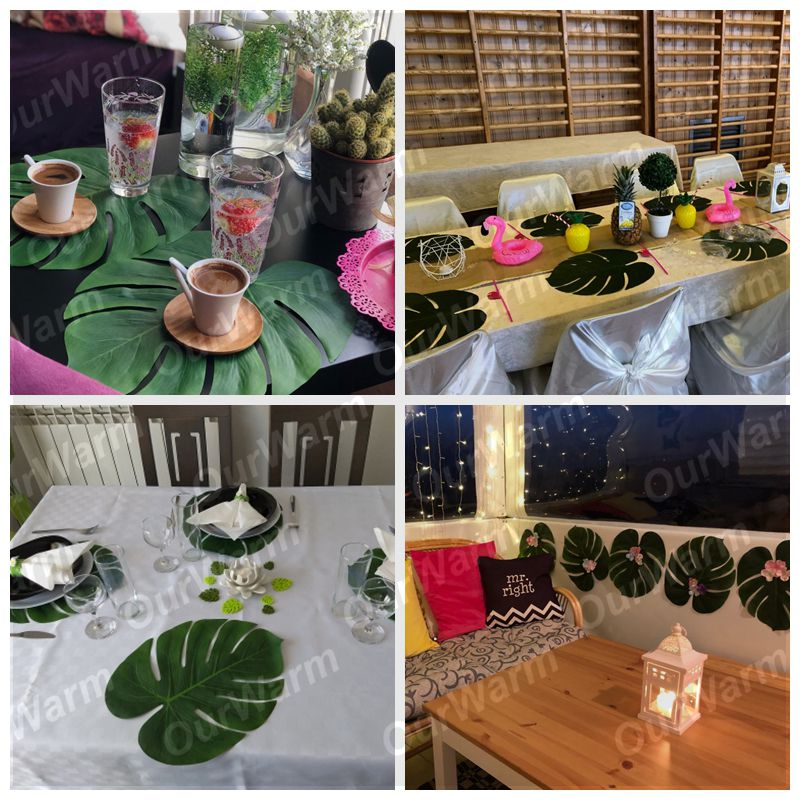 Palm Leaf Placemats Artificial Leaves (12 Pcs)