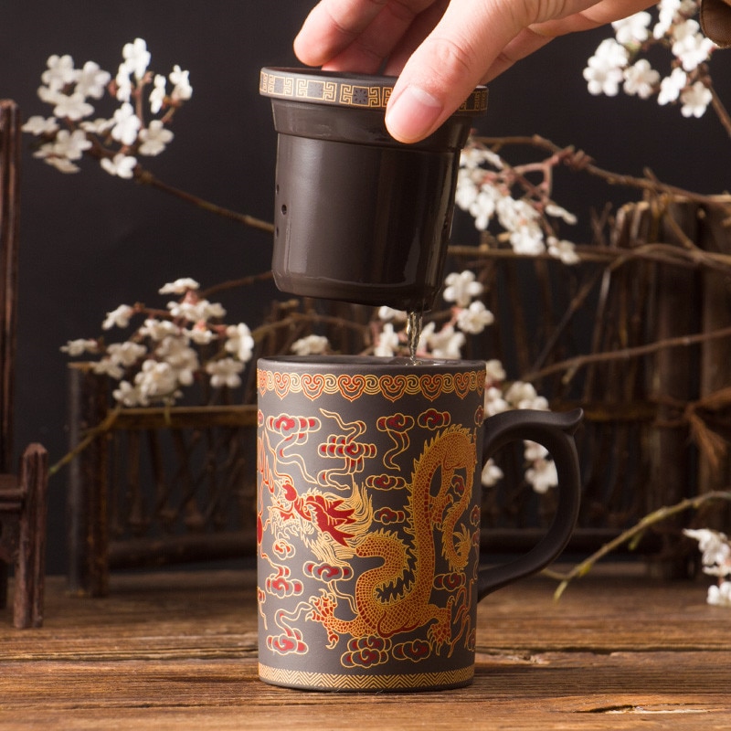 Teacup with Lid Ceramic Painting Mug