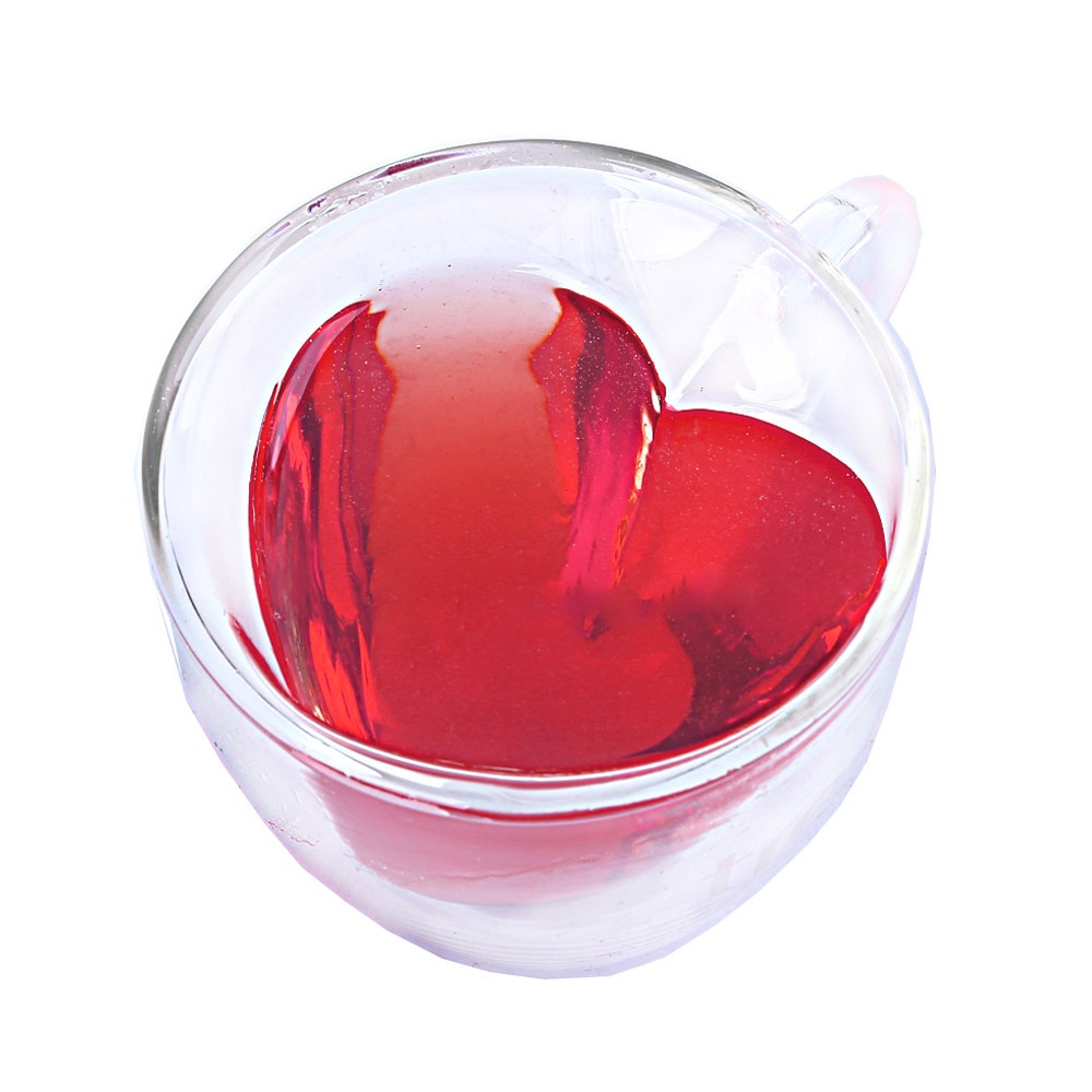Heart Shaped Tea Cup Glass Mug