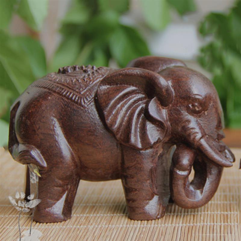 Wooden Elephant Statue Home Ornament