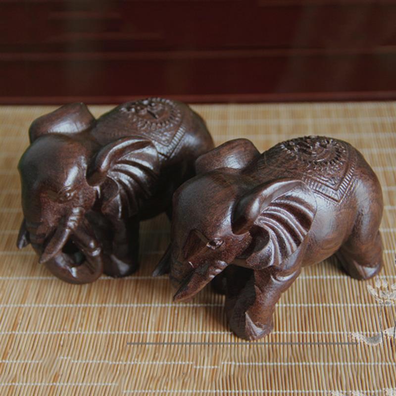 Wooden Elephant Statue Home Ornament