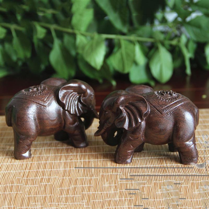 Wooden Elephant Statue Home Ornament