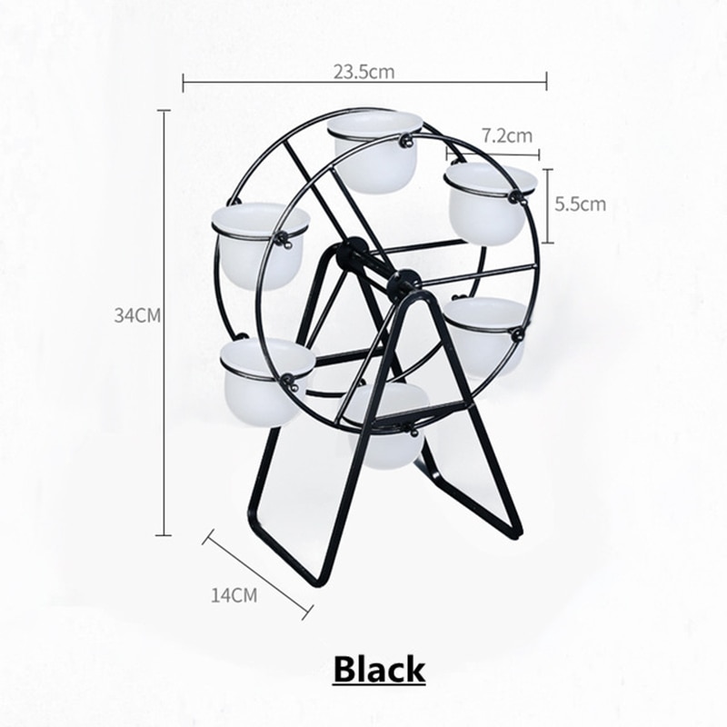 Wheel Plant Stand with White Ceramic Pots