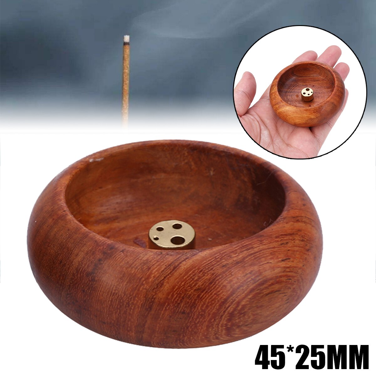 Bowl Incense Burner Wooden Holder