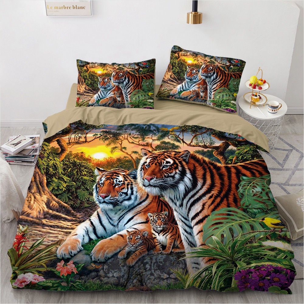 3D Bedsheet Realistic Tiger Design