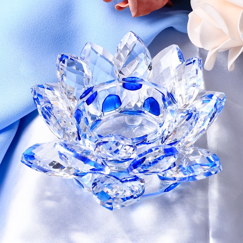 Crystal Lotus Candle Holder Decor