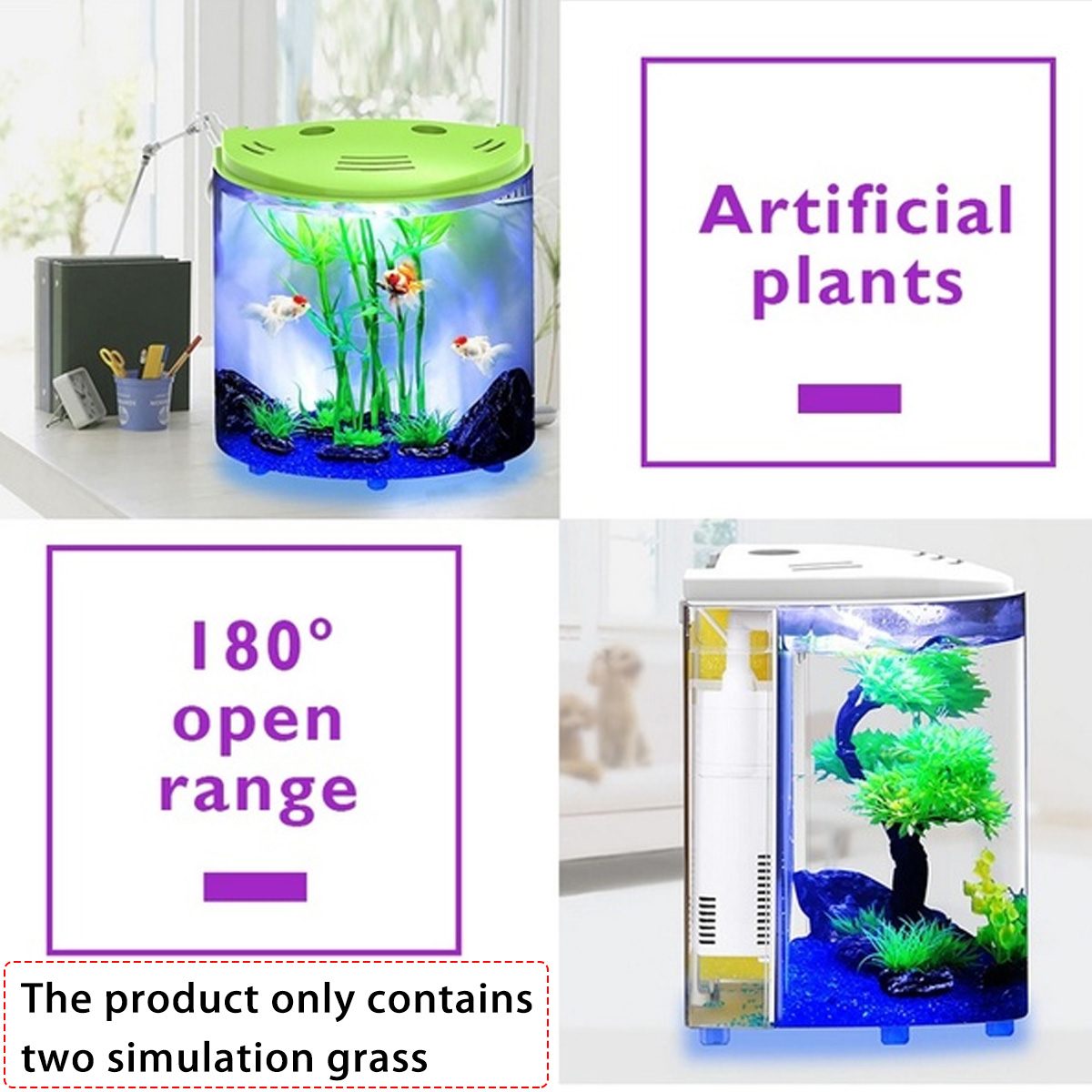 Small Fish Aquarium with USB Light