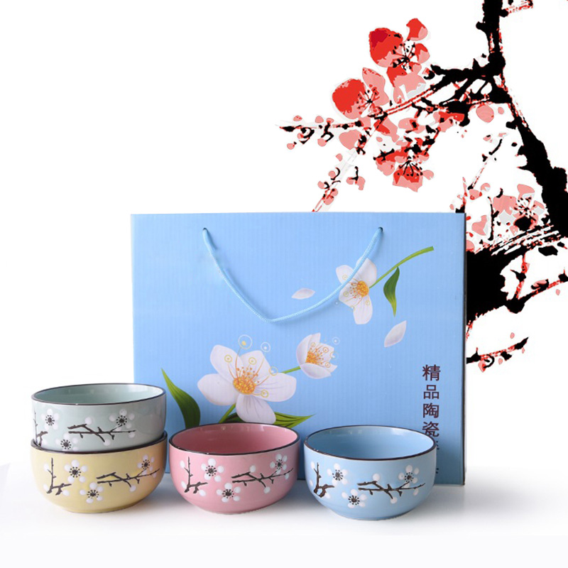 Ceramic Bowls with Chopsticks Set