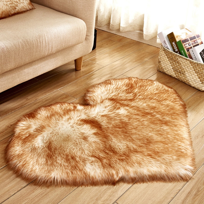 Heart Rug Decorative Faux Fur Mat