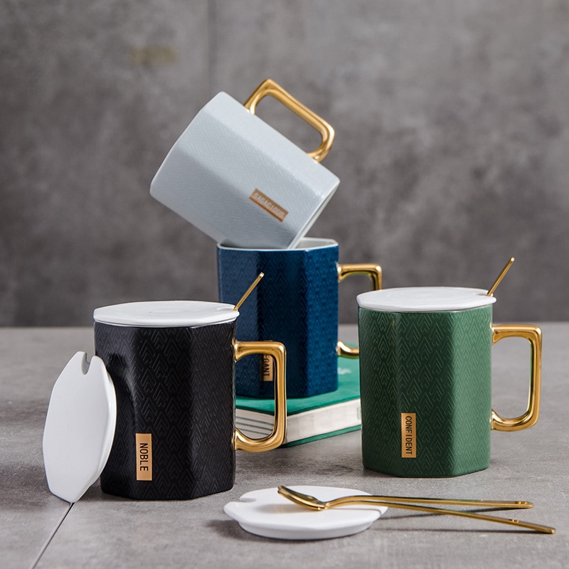 Coffee Mug with Lid Ceramic Drinkware