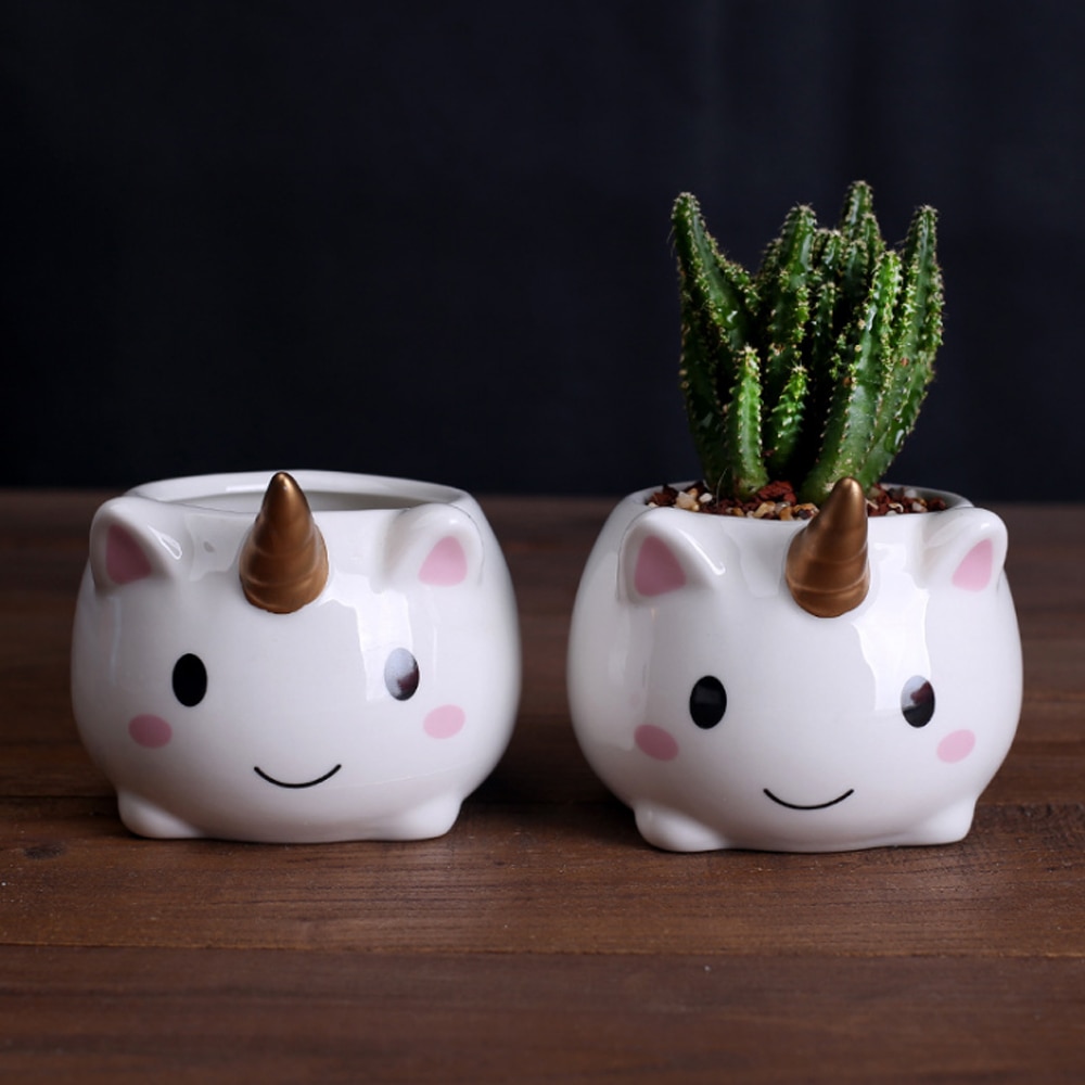 Small Ceramic Pot Cute Unicorn Pot