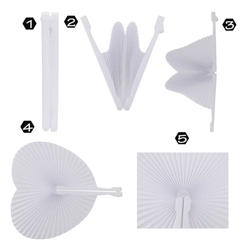 Wedding Fans 60PCS Paper Heart Fans