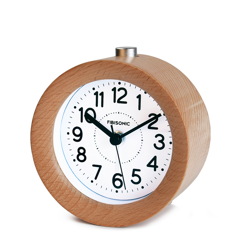 Wooden Alarm Clock Small Round Clock