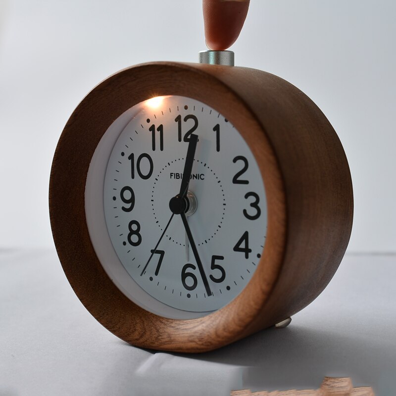 Wooden Alarm Clock Small Round Clock