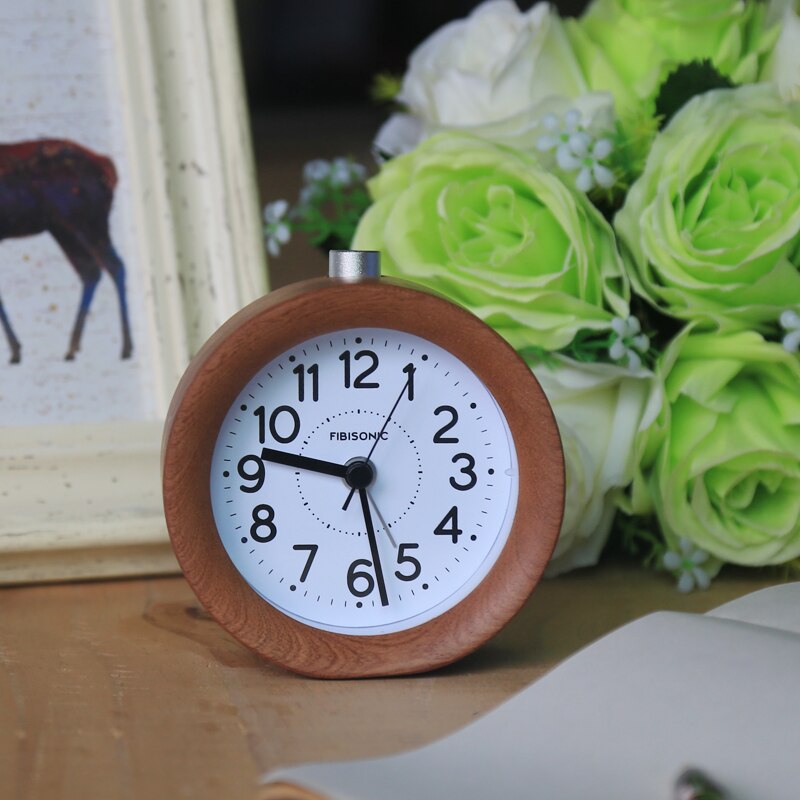 Wooden Alarm Clock Small Round Clock