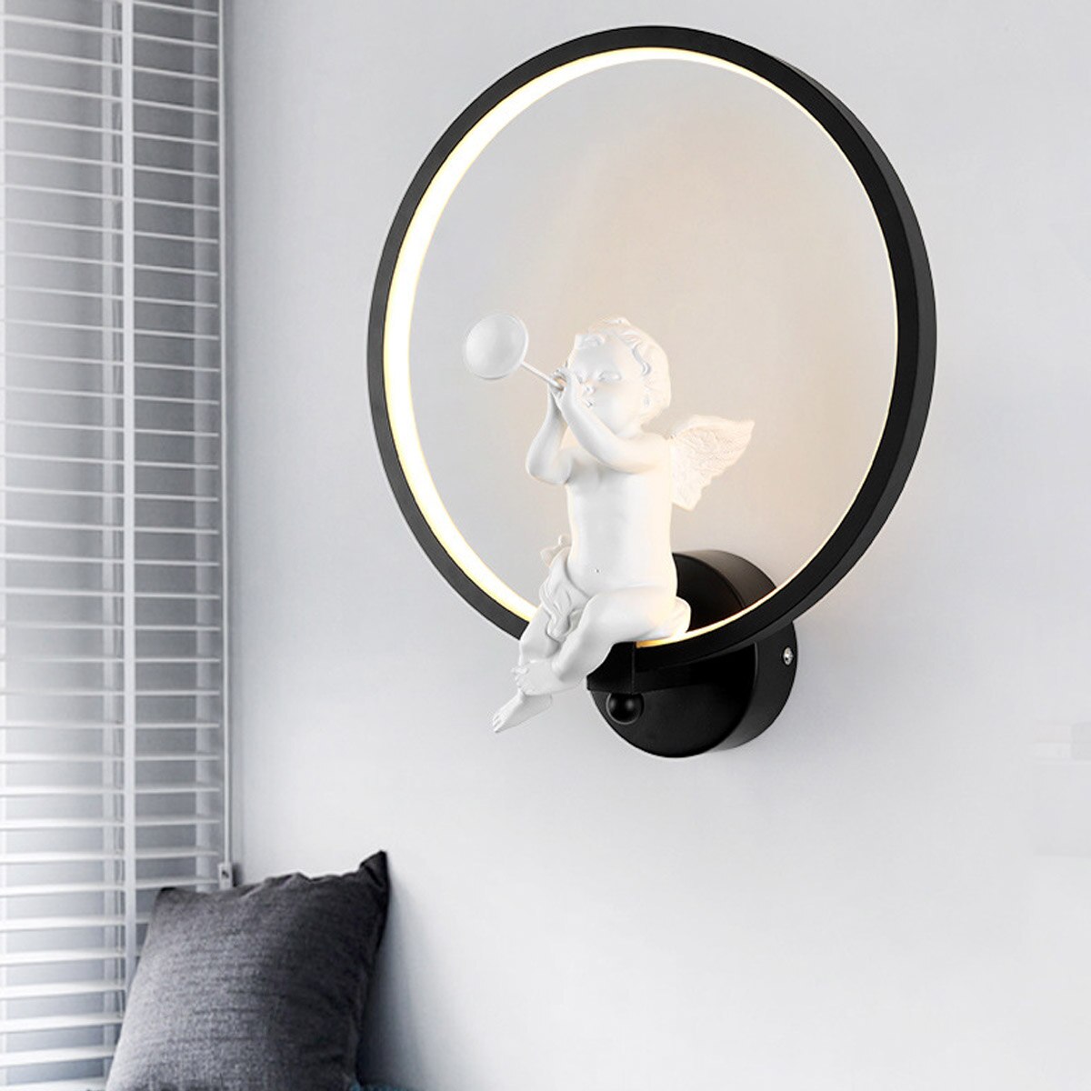 Modern Wall Lamp with Angel Figurine