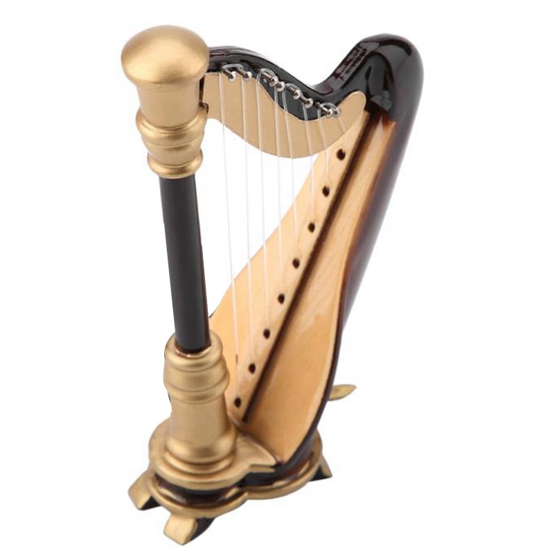 Mini Harp Wooden Instrument Decor