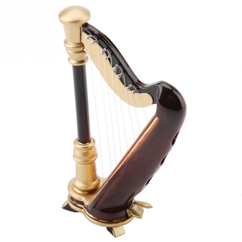 Mini Harp Wooden Instrument Decor