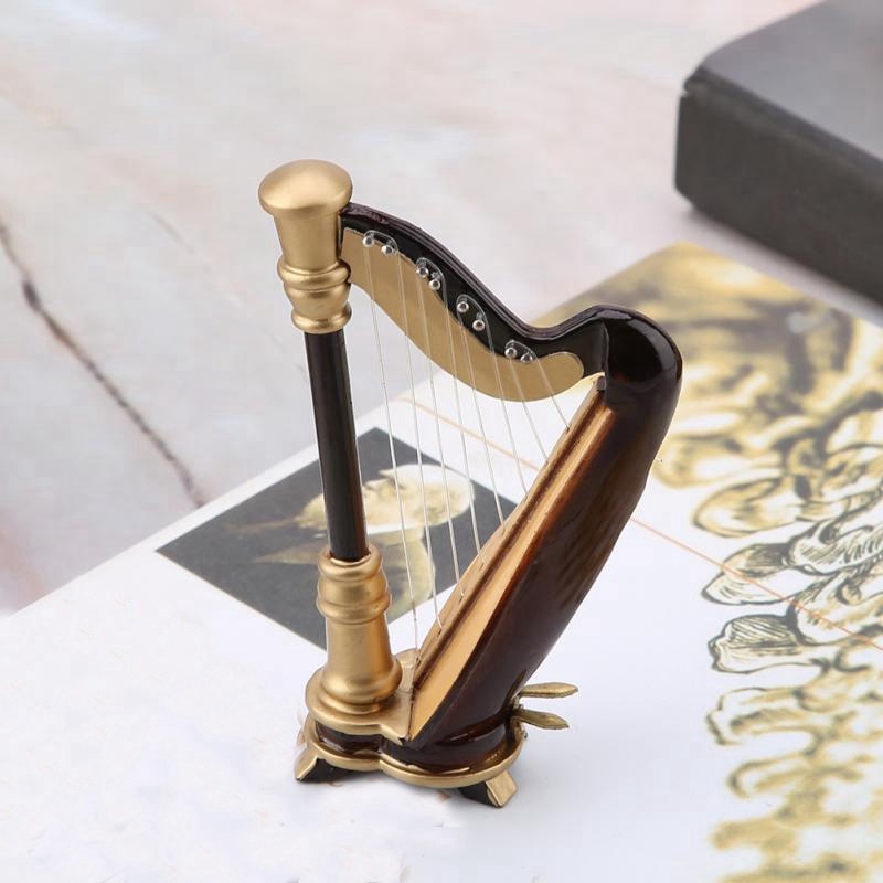 Mini Harp Wooden Instrument Decor