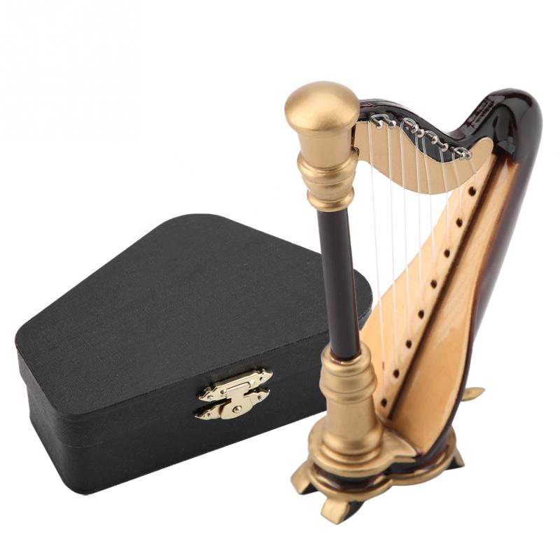 Mini Harp Wooden Instrument Decor