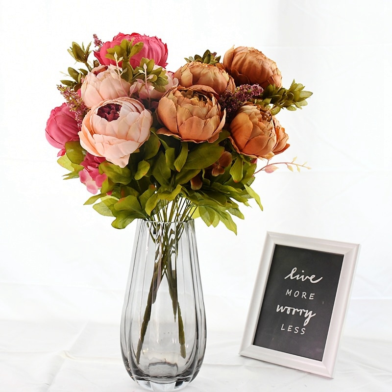 Silk Peonies Decorative Flowers 13Heads/Bunch