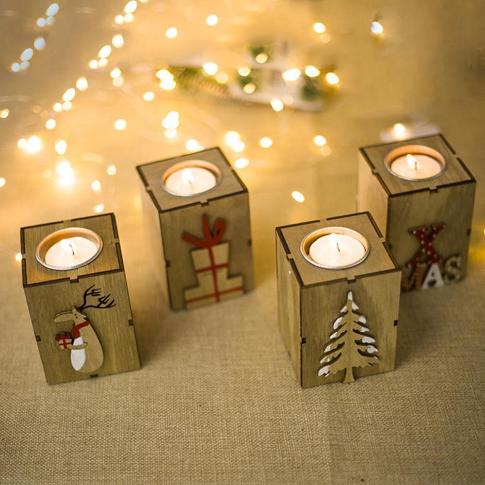 Christmas Candle Holder Wooden Décor