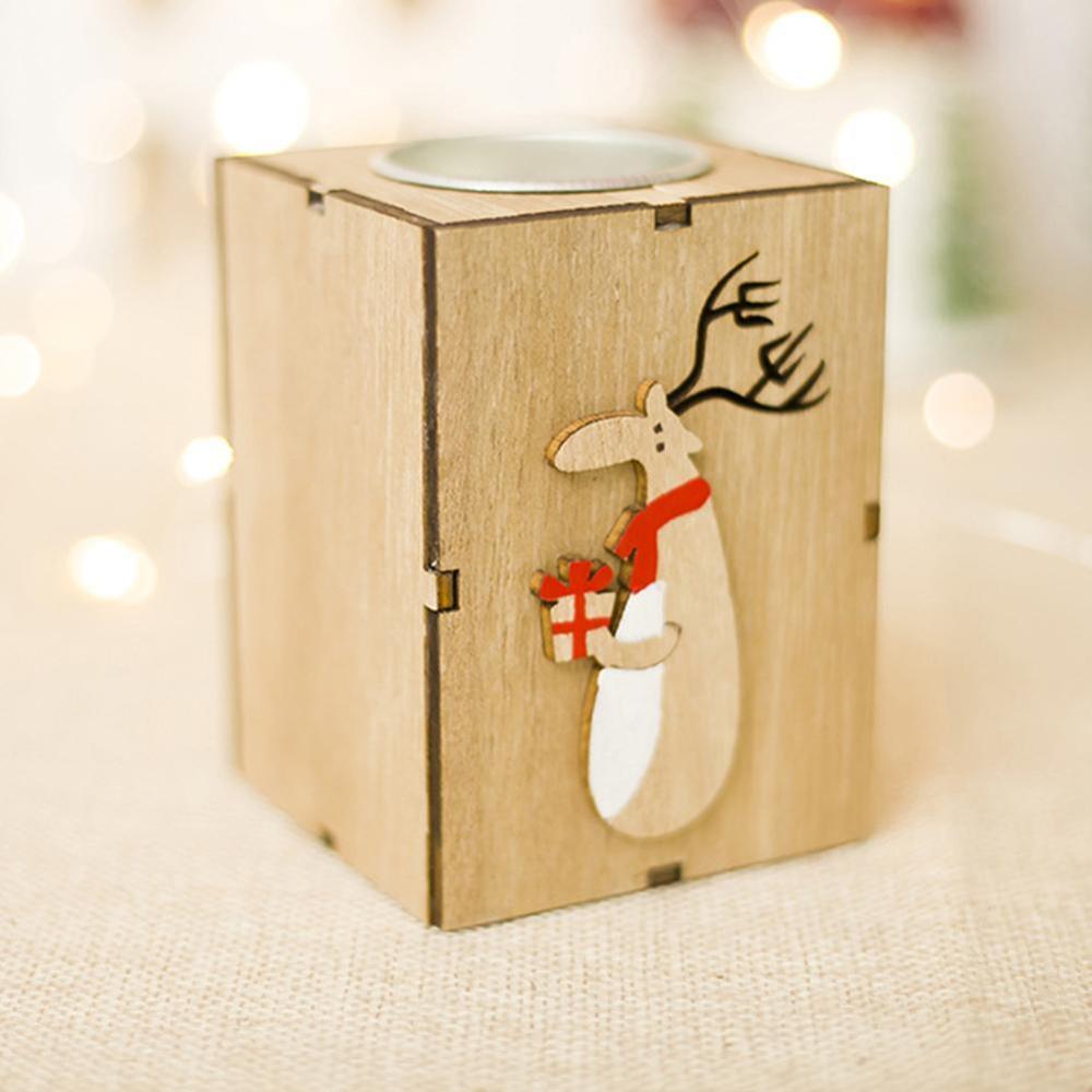 Christmas Candle Holder Wooden Décor