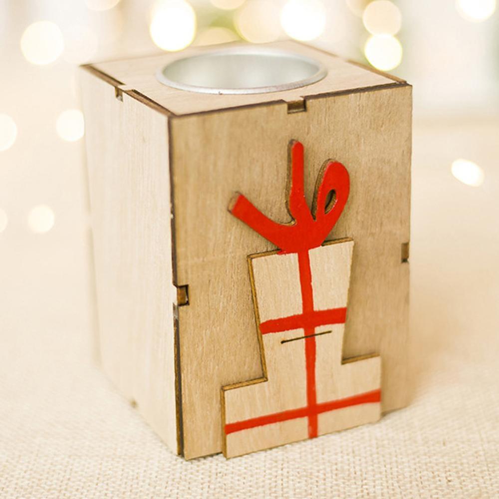 Christmas Candle Holder Wooden Décor