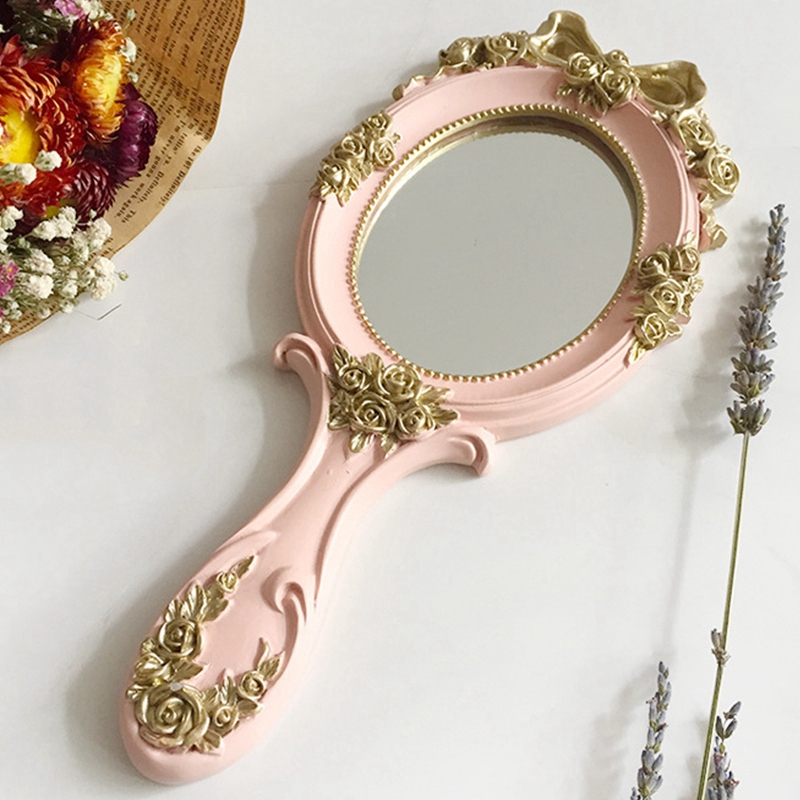 Vintage Hand Mirror Vanity Wooden Mirror