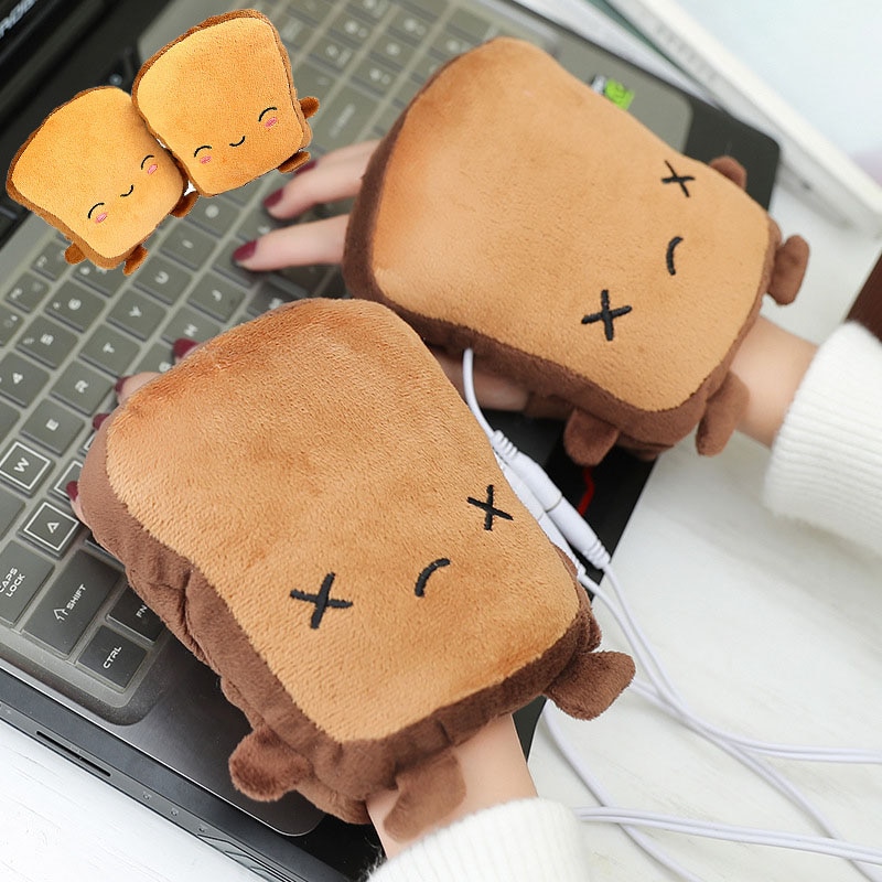 USB Hand Warmer Bread Toast Gloves