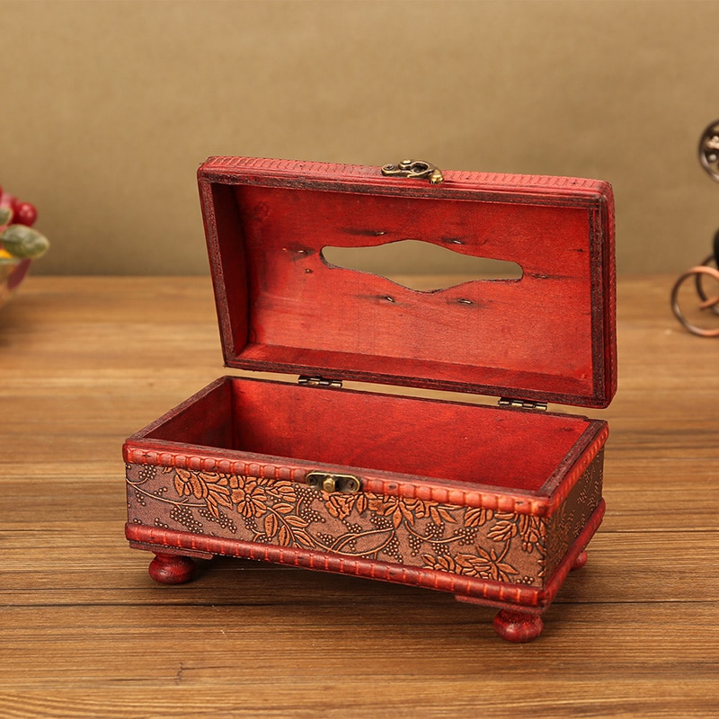 Tissue Paper Holder Antique Wooden Box