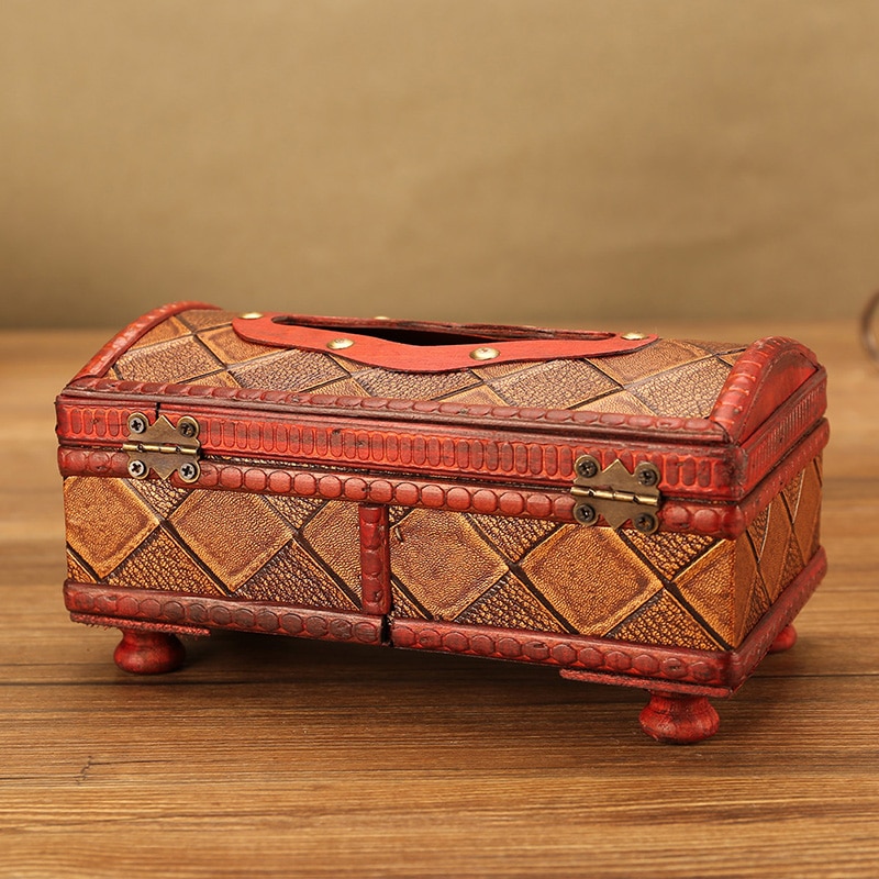 Tissue Paper Holder Antique Wooden Box