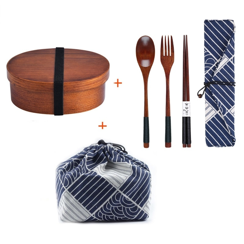 Japanese Bento Box Wooden Dinnerware Set