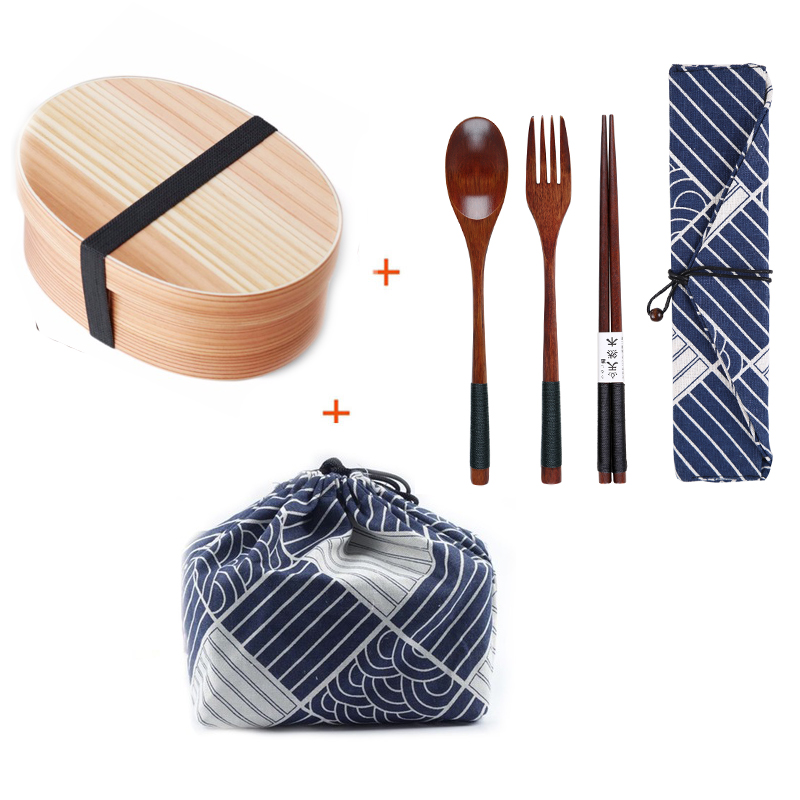 Japanese Bento Box Wooden Dinnerware Set