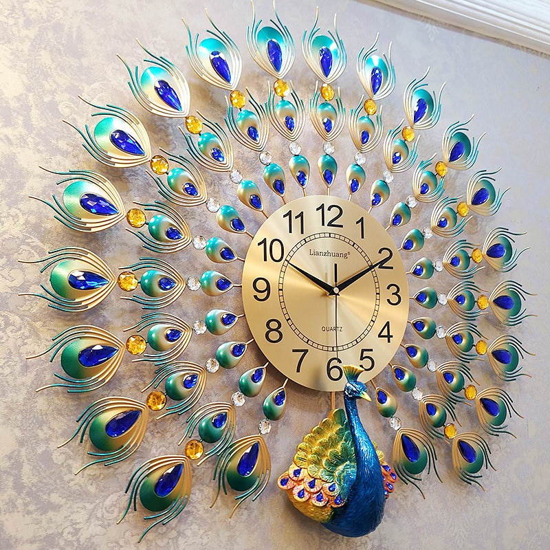 Modern Wall Clock Peacock Design