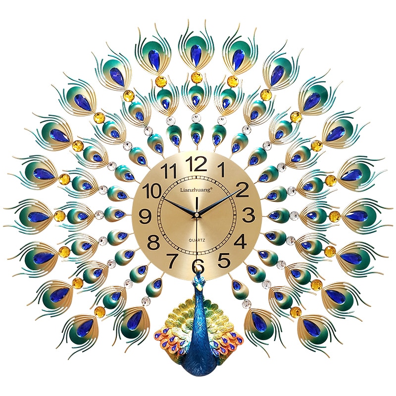 Modern Wall Clock Peacock Design