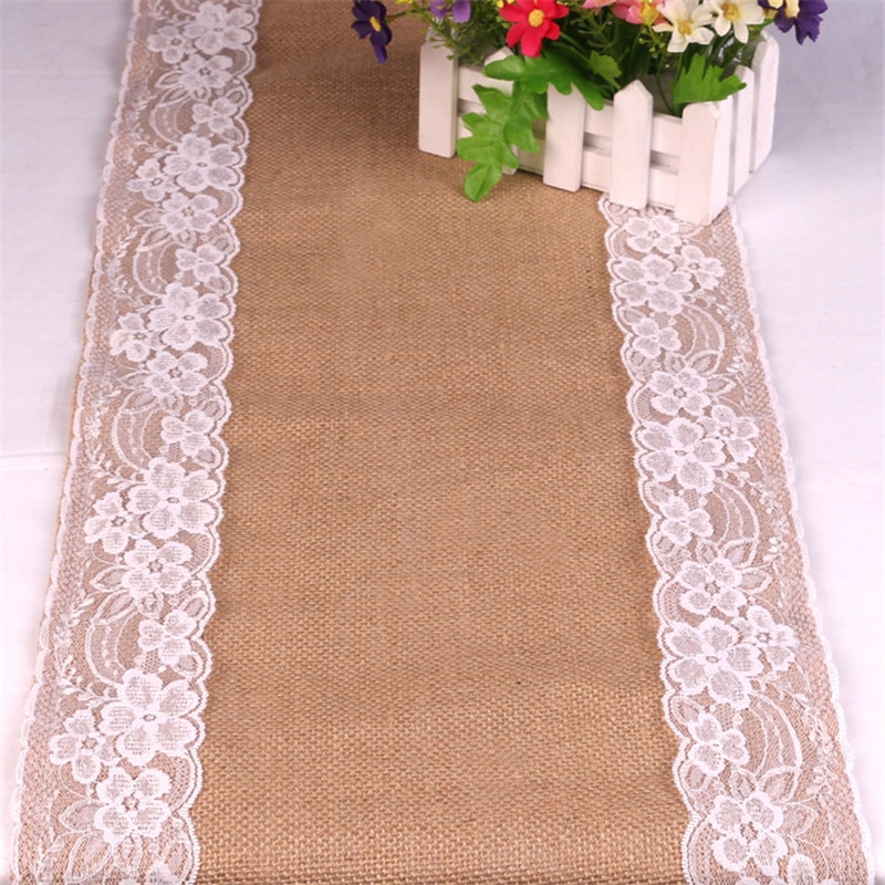 Table Runner Lace Jute Linen