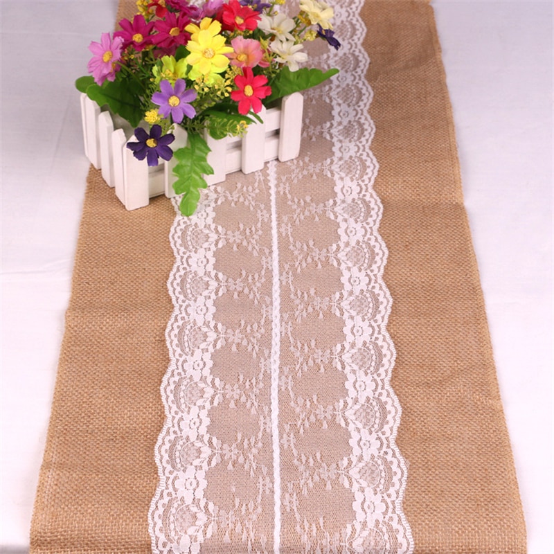 Table Runner Lace Jute Linen